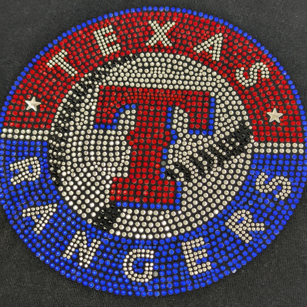 Texas Rangers Baseball Rhinestone Logo Black Tee Shirt XL
